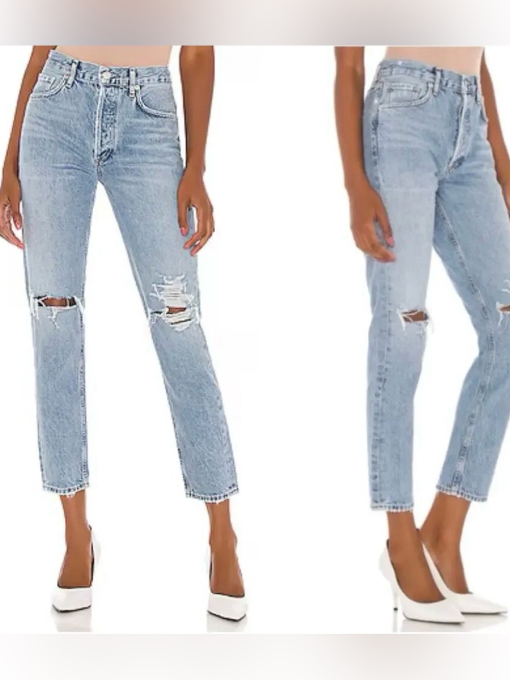 NWT AGOLDE Jaime High Rise Straight Cropped Distressed Shakedown Jeans Size 25
